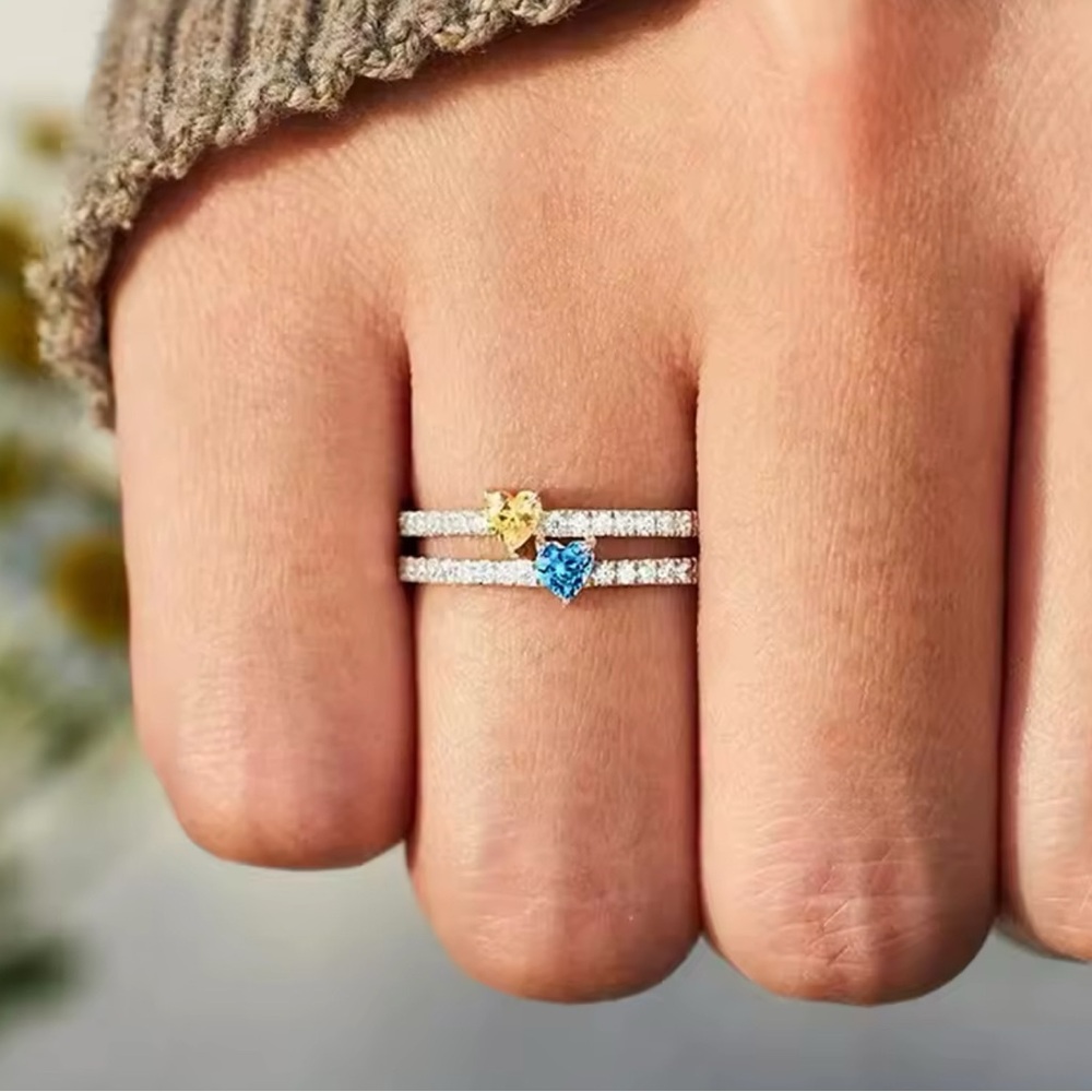 Blue & Yellow Hearts Ring (Perfect for Sigma Gamma Rho)